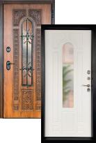 Стальная дверь Страж Термо Лацио WHITE 3К Ковка со стеклопакетом (входная металлическая дверь)